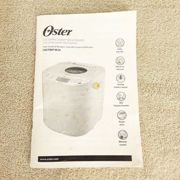 Oster 2 lb Bread Maker Parts: Pan, Paddle/Mixer, Hook, Manual, BM-1 CKSTBRTW20 - Picture 9 of 13